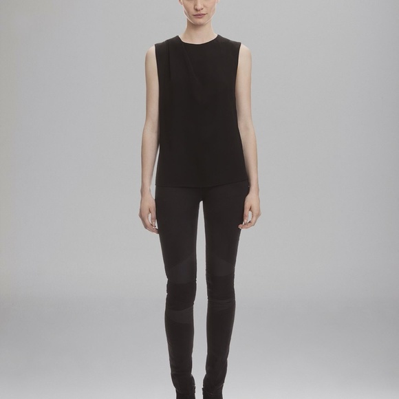 Sandro Paris Leather black Moto jeans US8 / Euro40 - Picture 3 of 14